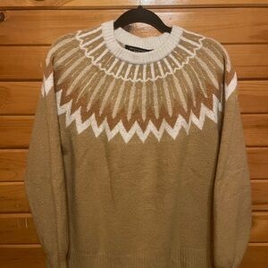 Women’s Tan and White Sweater